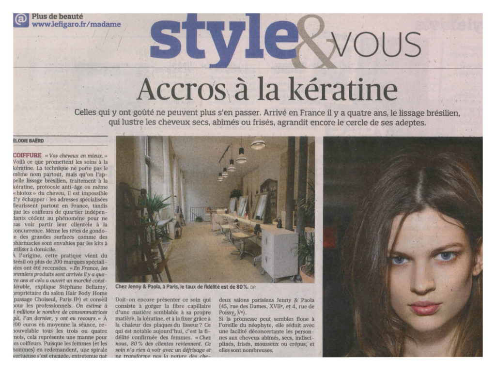 Article de presse coiffeur Jenny & Paola magazine figaro